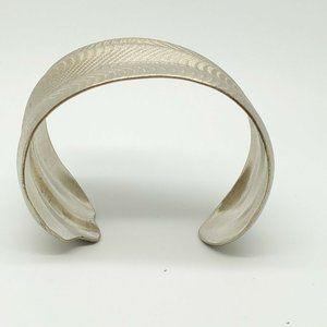 Wide Wave Silver Tone Bangle Bracelet 6.25”